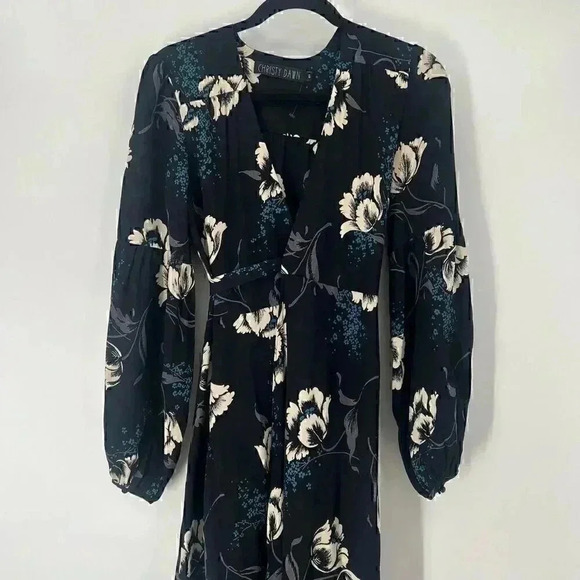 $398 Christy Dawn The Bergen Wrap Maxi Dress Womens Small Blue Floral Flowy - Picture 4 of 12